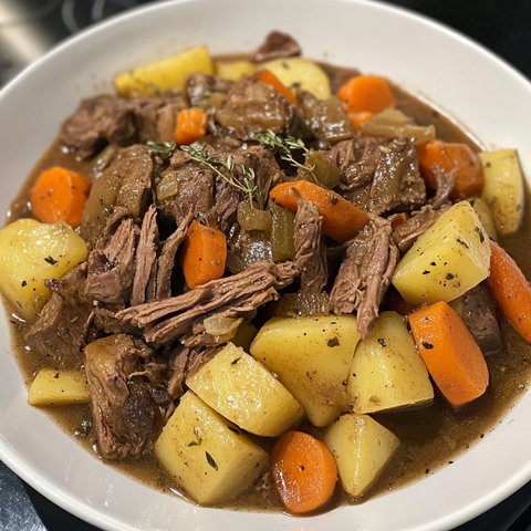 慢炖锅炖牛肉配蔬菜