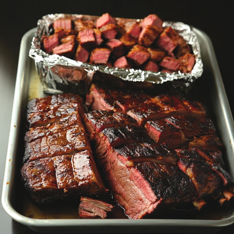 烤牛肉切片与烟熏牛肉块