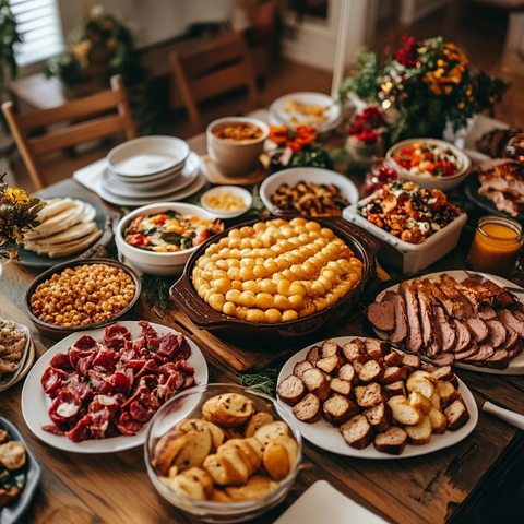 厨房餐桌上的美国美食