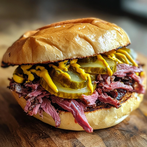 盐牛肉贝果配芥末