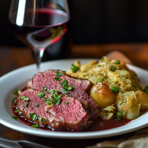 牛肉白菜晚餐红酒