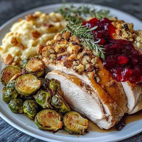 烤火鸡配土豆泥和蔬菜