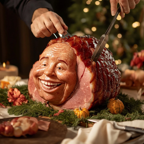 切火鸡火腿与人头微笑