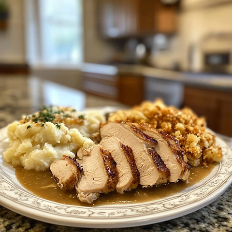 烤火鸡配土豆泥和脆皮砂锅