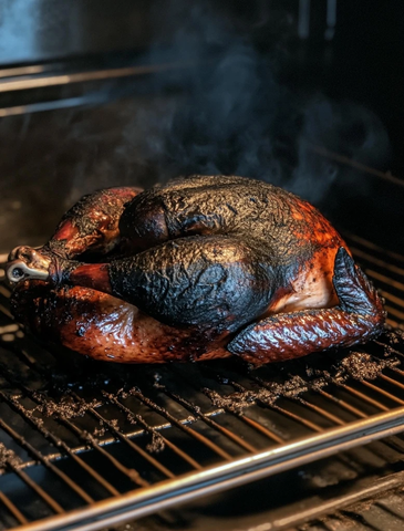 烤焦的火鸡在烤箱中