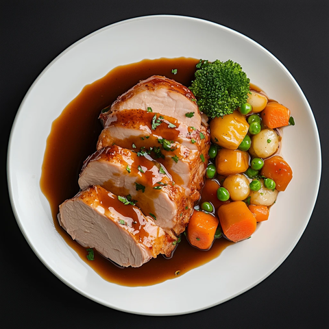 猪肉切片配蔬菜酱汁