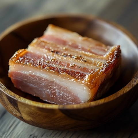 风干猪肉木碗盛放