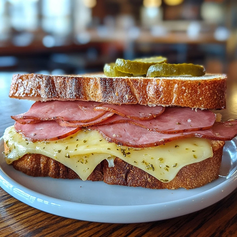烤猪肉三明治配瑞士奶酪