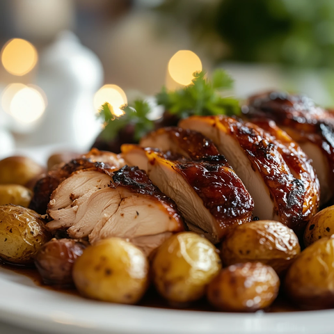 烟熏烤鸡配烤土豆