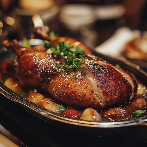 烤鸭色泽鲜艳镜头拍摄