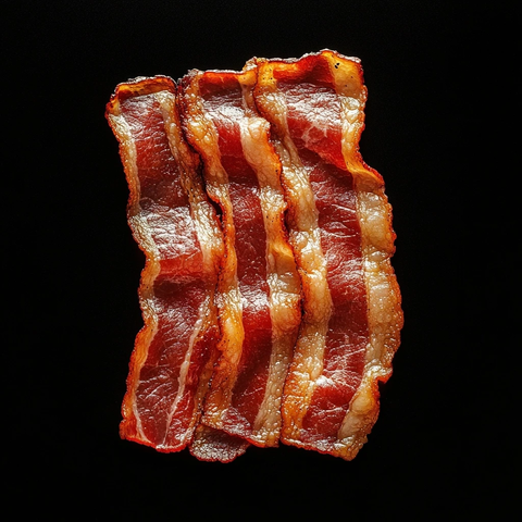 三分之四角度拍摄的培根切片