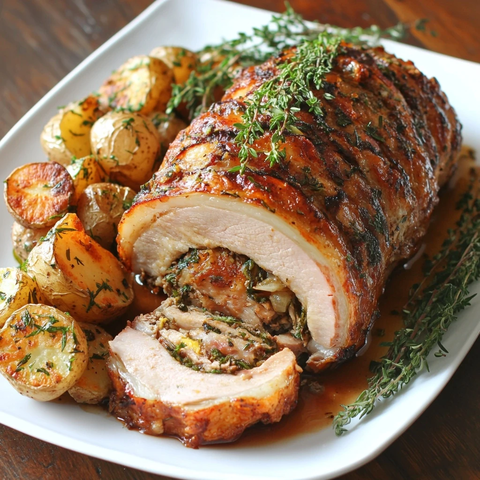 烤乳猪配香草烤土豆