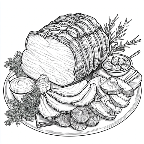 苹果木烟熏火腿切片配色图