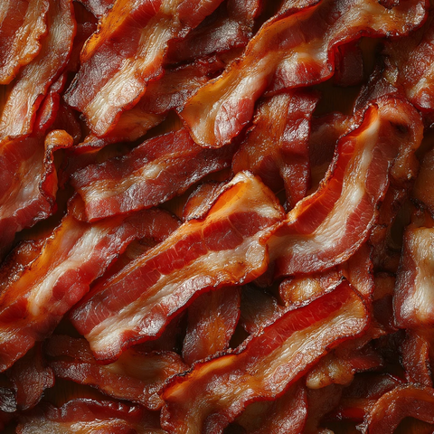 大量脆皮培根俯瞰图