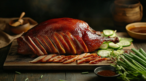 北京烤鸭切片与配料展示