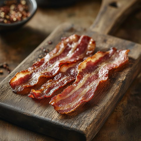 脆皮培根木板近景