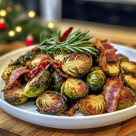 蜂蜜烤球芽甘蓝配脆培根