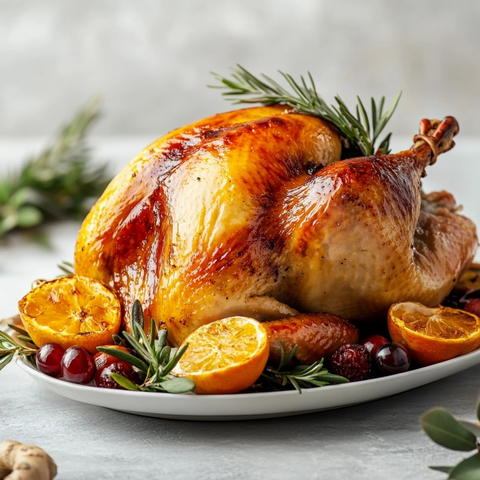 感恩节火鸡白色背景全视角