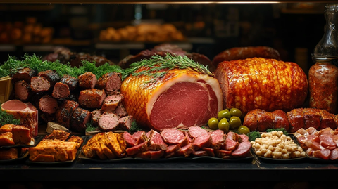 蜂蜜烤火腿香肠美食展示