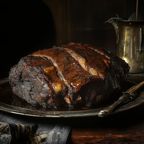 烤牛肉片表面烧焦特写