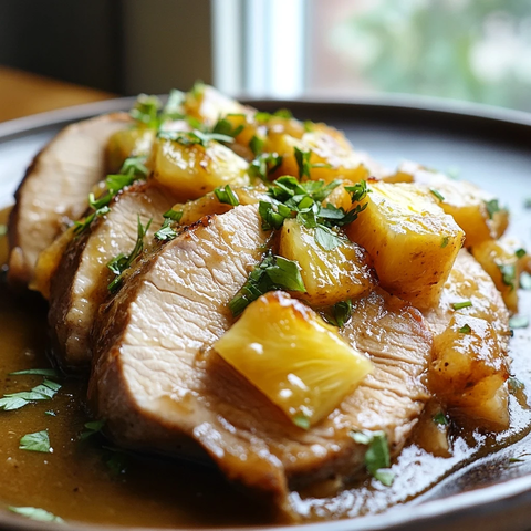 慢炖菠萝猪肉片配香草