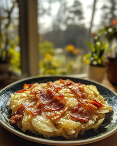 煎炸卷心菜培根洋葱