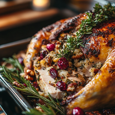 香草烤火鸡配蔓越莓核桃