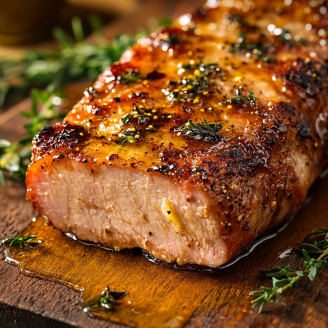 蜂蜜芥末烤猪里脊配香草