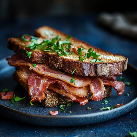 开放式甜味培根三明治