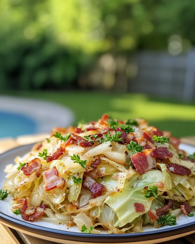 焦糖卷心菜配爱尔兰培根