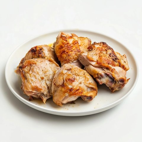 鸡腿肉块白盘白背景