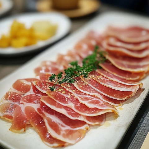 糖黄酒蒸火腿切片