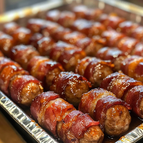 培根卷小香肠黄油糖浆烤制