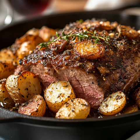 香脆土豆烤羊排配迷迭香