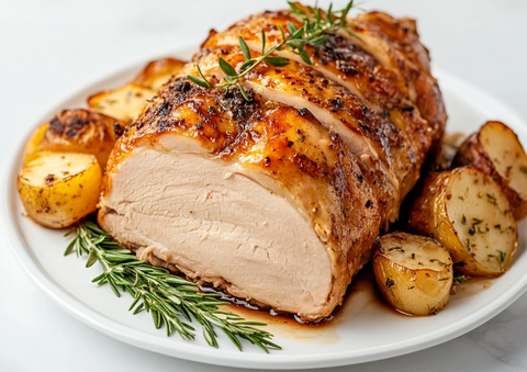 烤火鸡胸肉白色盘子