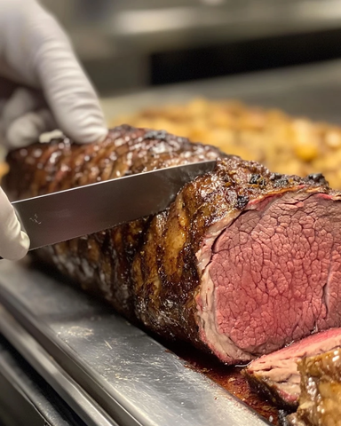 切割牛肉展示粉红肉质