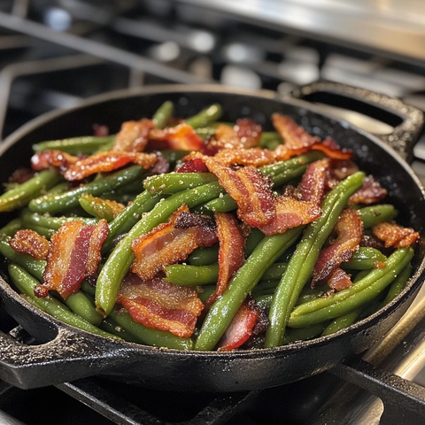 绿豆角培根红糖蒸餐