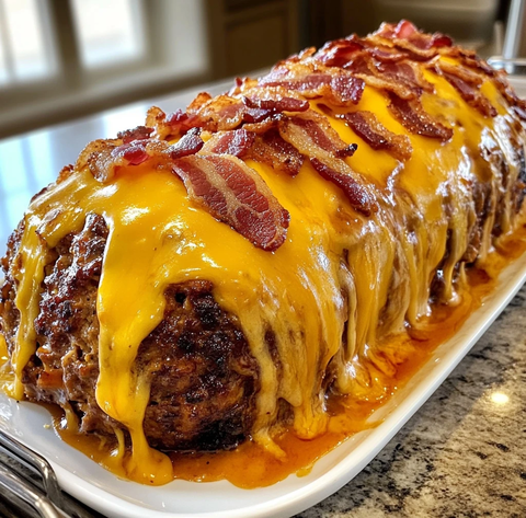 芝士肉酱焗肉饼配脆烟肉