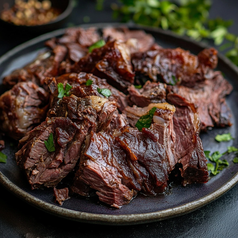 煮肉片摆盘餐桌展示