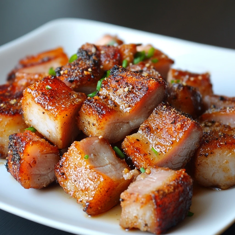 脆皮猪肉块油炸美食