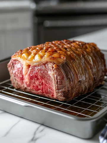 烤牛肉块配金脆脂肪