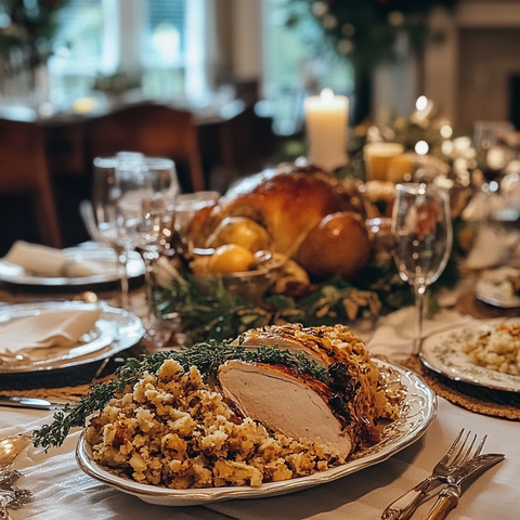 感恩节晚餐桌上的美味佳肴