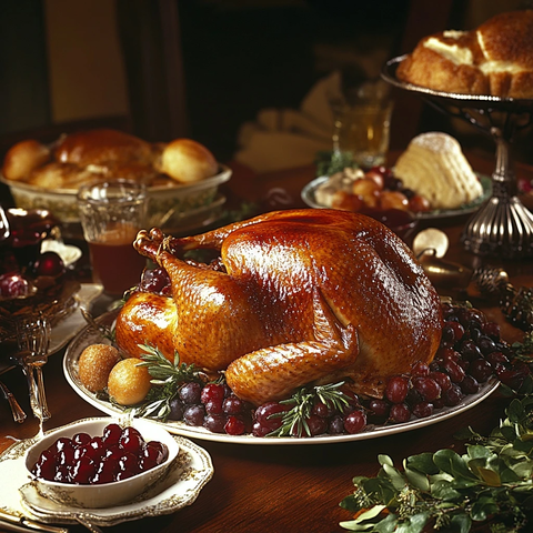 感恩节火鸡与节日美食