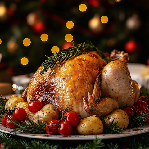 圣诞火鸡配橙汁佐餐
