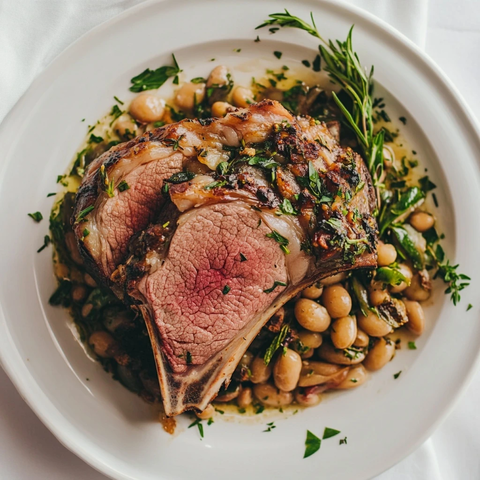 豆香羊肉与新鲜香草