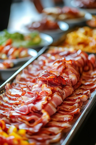 培根变蛇头自助餐桌景