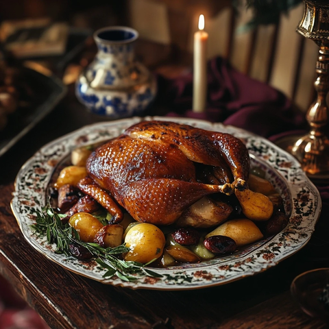 烤鹅盛宴餐桌实景