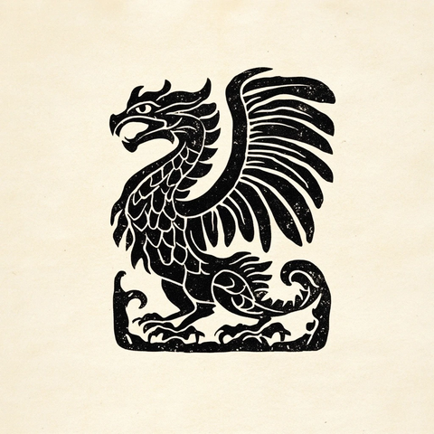 中世纪龙形徽章图案