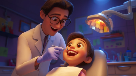 牙医检查儿童牙齿