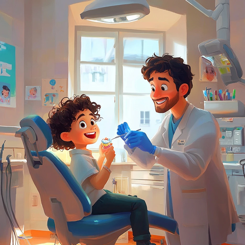 儿童看牙医拔牙场景